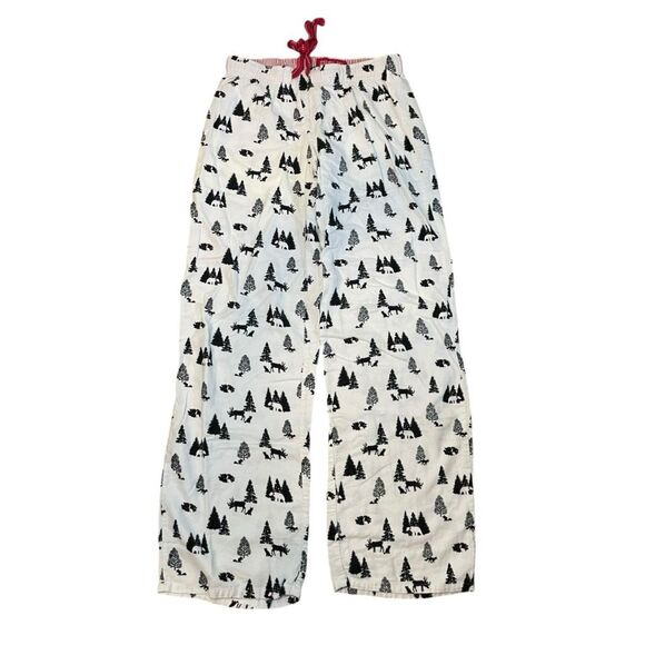 Xhilaration Fleece Moose Print Sleep Pants White Black Knit Lounge Pull-On XS - Picture 1 of 4